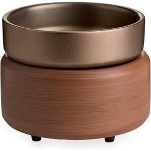 2-in-1 Electric Candle & Wax Melt Warmer, Plug-in Melter Bronze Walnut